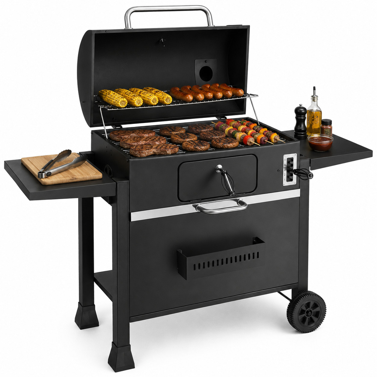 KCT XXL DELUXE BARBECUE CHARCOAL BBQ SMOKER XXL OUTDOOR DELUXE GARDEN GRILL