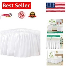 Elegant Wrap Around Bed Skirt for King  Cal King Beds, 15' Drop, White