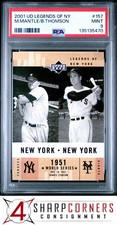 2001 UPPER DECK LEGENDS OF NY #157 MICKEY MANTLE HOF POP 1 PSA 9