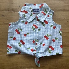 Koala Kids Infant Sleeveless Top Picnic Cherry Gingham 6-9 Months Vintage