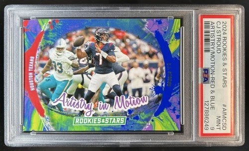 2024 Rookies & Stars C.J. Stroud Artistry in Motion Red and Blue #7/15 PSA 9