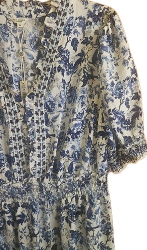 Max Studio Crepe Smocked Floral Tiered Maxi Dress Plus Blue/White SZ 3X NWT - Picture 3 of 11