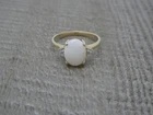 Beautiful 9ct Yellow Gold Natural Opal & White Sapphire Ring Size P 1/ 2