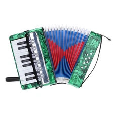 Accordion 17 Keys 8 Bass Button Accordion Mini Musical Instrument Green