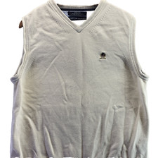 Vintage Tommy Hilfiger Sweater Vest Mens Large White Cotton V Neck Crest