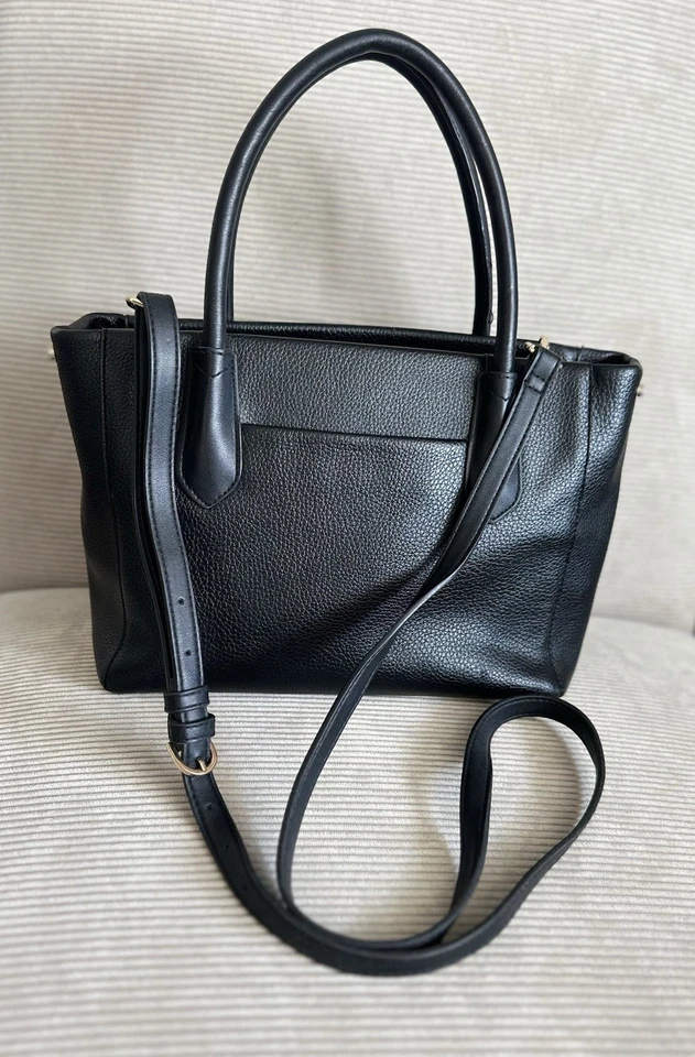 A New Day - Black Faux Leather Satchel Shoulder Bag/crossbody Adjustable Strap - Image 2 of 4