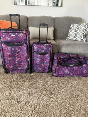 TAG Paisley Purple Spinner Expandable Carry On 3-Piece Luggage Set