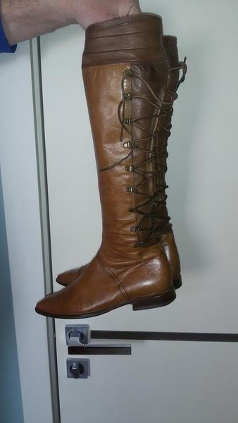 Women DKNY Boots Brown Leather 37.5