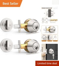 Durable Keyed Alike Deadbolts in Brushed Nickel - Easy Installation Included