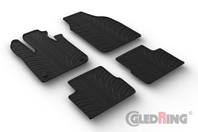 All Weather Rubber Floor Mats Fits 2020-2024 New Fiat 500e  - 4 Pieces, Black