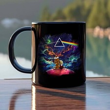 Calvin And Hobbes Looking to Dark Side Of The Moon Pink Floyd Mug