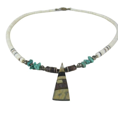Stone Pendant Necklace Beaded 20 inch White Stone Strand Jewelry FAUX Turquoise - Picture 2 of 11