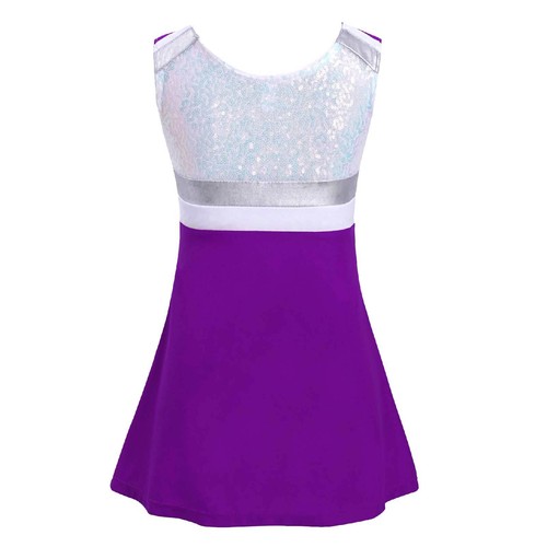 Kids Girls Cheer Leader Dresses Sequin Dance Dress Costumes Cheerleading Uniform - Picture 38 of 69