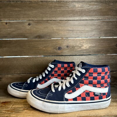 Big Kids Vans Sk8 Hi Pro Navy Blue Orange Casual Skate