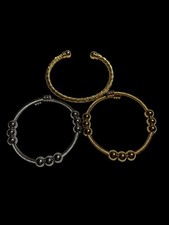 3 Child's Bracelets 2 Gold Tone And 1 Silver Tone Small Bangle Low Ship Read