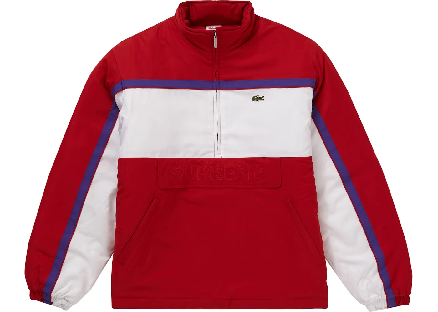 Pull Supreme LACOSTE bouffant demi fermeture éclair rouge TAILLE MEDIUM M NEUF HOMME 2019
