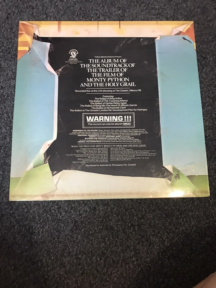 Monty Python and the Holy Grail Movie/ Film Soundtrack 1975 Vintage Vinyl Record - Image 2 of 4