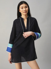 TORY BURCH Color Blocked Tunic Navy Blue Medium (New W Tags)