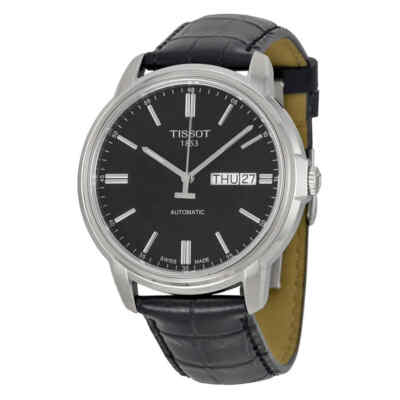 tissot black & silver tone automatic watch