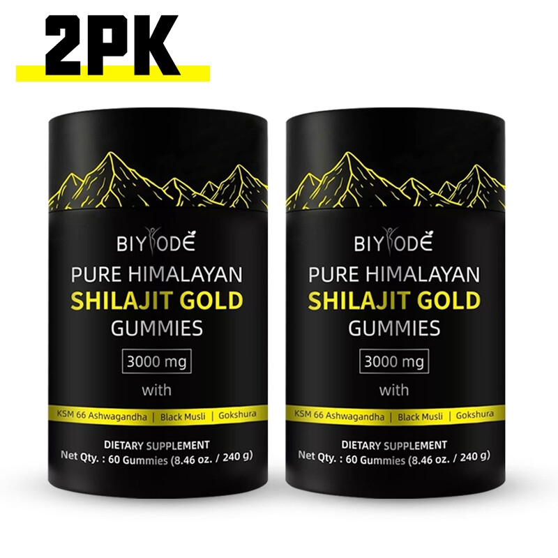 2PK Himalayan Shilajit GOLD Gummies - Organic & Potent, 3000mg with Fulvic Acid