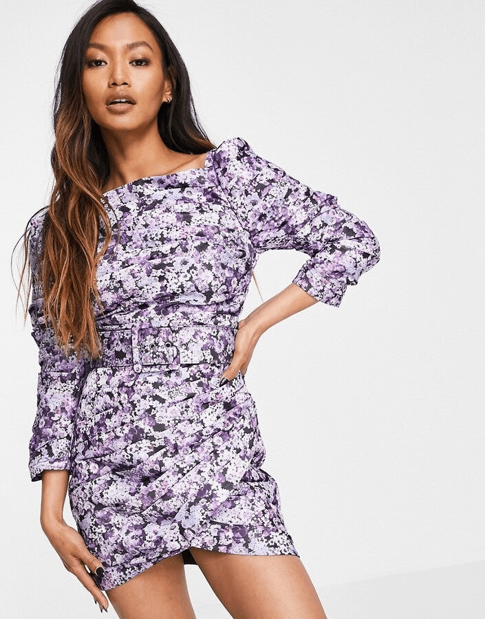 chinese dress ladies ASOS Modal Twist Knot Detail Long Sleeve Maxi Dress In Blue Violet UK 18