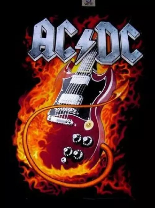 AC/DC Music Band Electric Guitar On Fire Rock and Roll Heavy Metal MAGNET |  eBay
