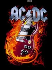 AC/DC Music Band Electric Guitar On Fire Rock and Roll Heavy Metal MAGNET