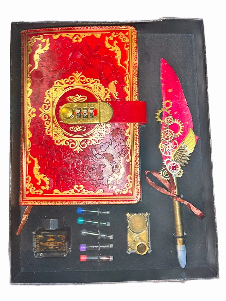 Juego de tinta pluma pluma con pluma y cuaderno Foto 2 de 3