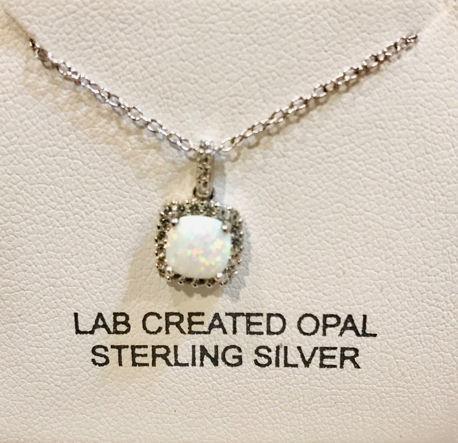 Nuevo Collar Colgante Ópalo Blanco Zafiro Plata Esterlina 18" SUN Laboratorio Hecho en Italia