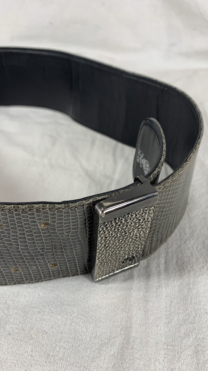 GUCCI Wide Gray Lizard and Leather Women