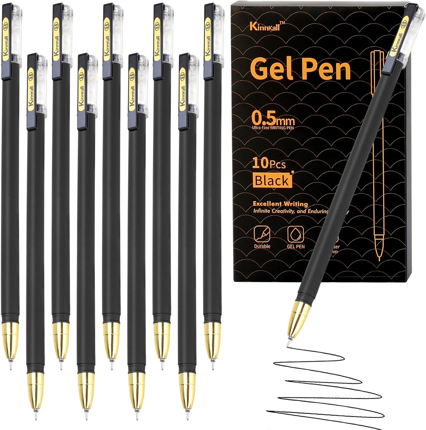 Gel Pens, 0.5Mm Black Ink Pens, Fine Point Smooth Writing Pens - Pack of 10, Bul-image