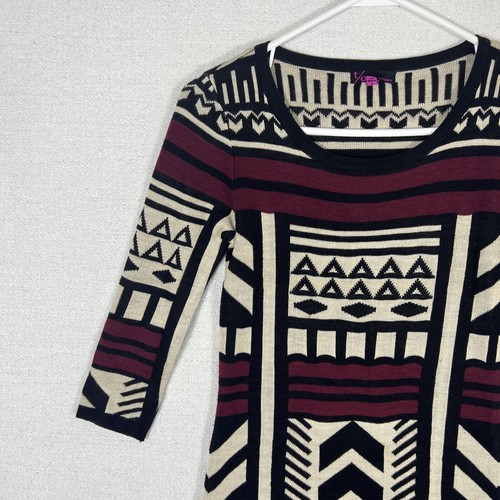 T/O Knit Bodycon Sweater Dress Womens Small Geometric Long Sleeve - Bild 2 von 11