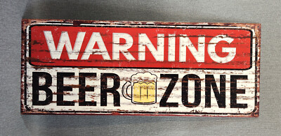 Blechschild Warning Beer Zone Schild Bier Kneipe Biergarten Wanddeko Bier 50x20