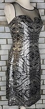 Adrianna Papell Women's Sleeveless Sequence Mesh Sheath Dress Size 4 Multicolor