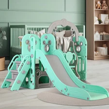Kids Slide and Swing Set, 5 in 1 Toddler Slide Climber Indoor Outdoor Playground