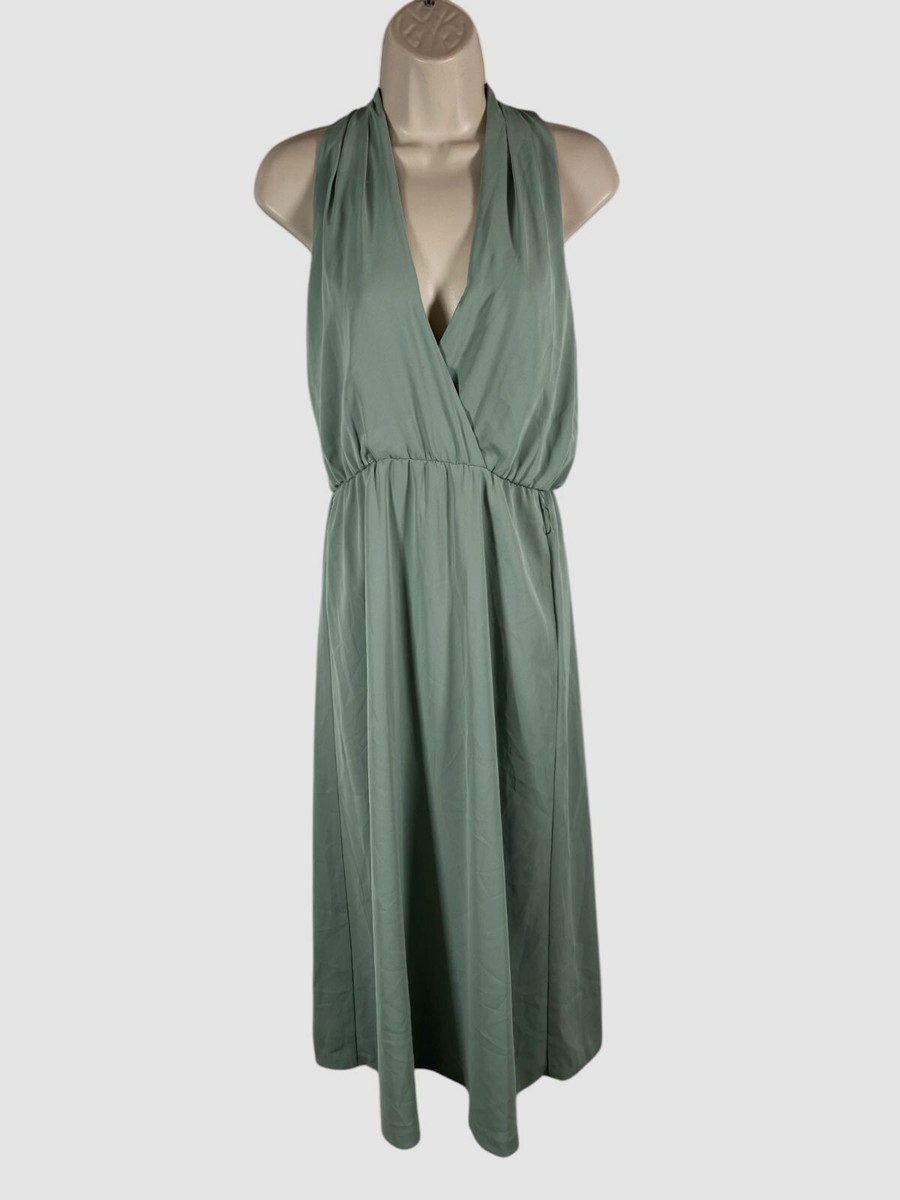Lauren Ralph Lauren Womens Georgette Sleeveless Halter Dress Green 16