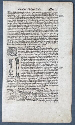 1598 Münster antiker Druck Nouakchott Mauretanien & Säulen des Herkules Gibralter - Bild 1 von 2
