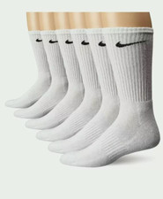 Nike Dri Fit Dry Cushioned Cotton Crew Socks 6 Pairs LARGE WH TE