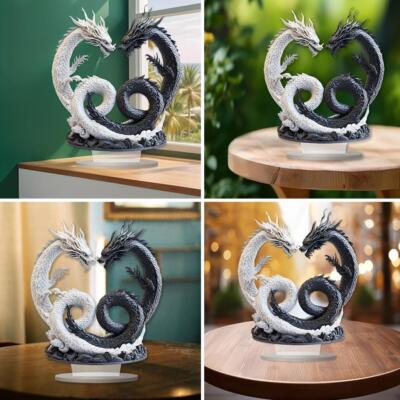 2D Bohemian Yin Yang Double Dragon Desk Decor Office Unique S8O4 Home Q8W3  N4P7