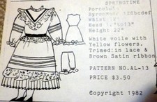 GREAT VTG 22" "SPRINGTIME" Antique DOLL CLOTHING SEWING PATTERN Anna Lous