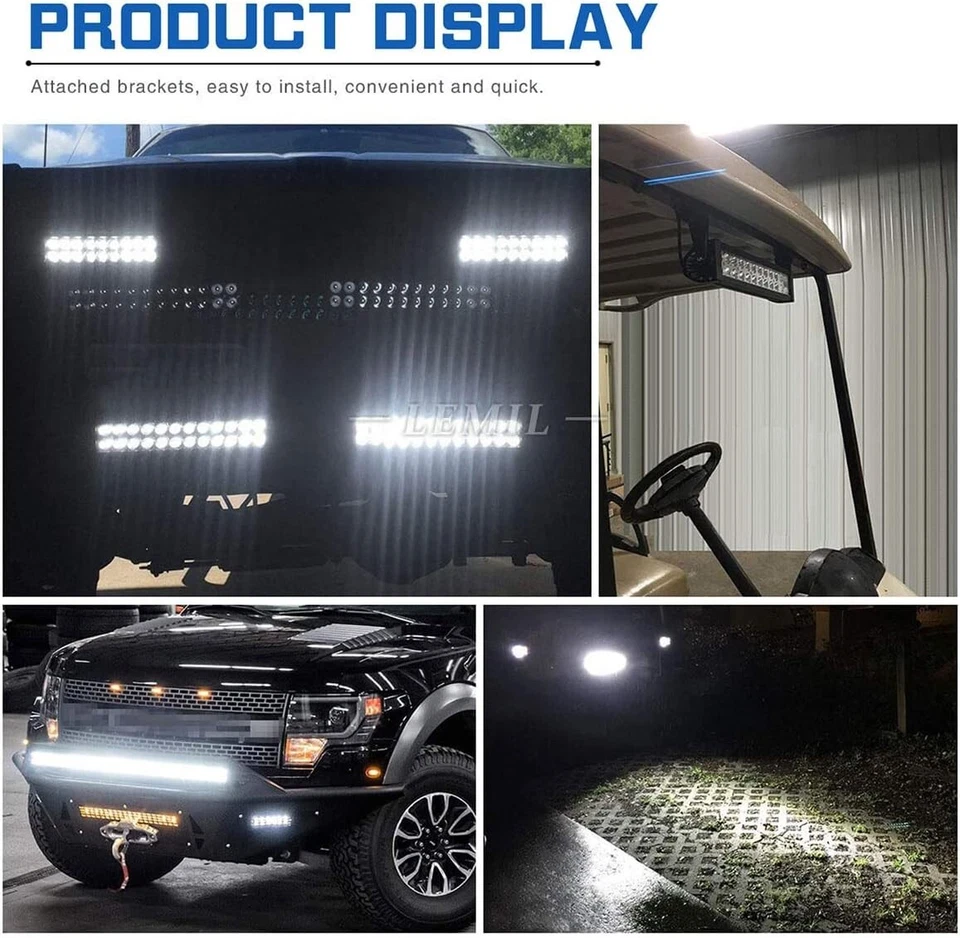 72W LED Work Light Bar Magnetic Spot Fog Off-Road Boat SUV Truck 12V 24V - Image 4 of 4