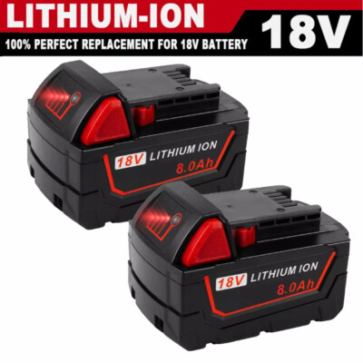 2X new Battery For Milwaukee for M18 Lithium 8.0 AH Extended Capacity 48-11-1860