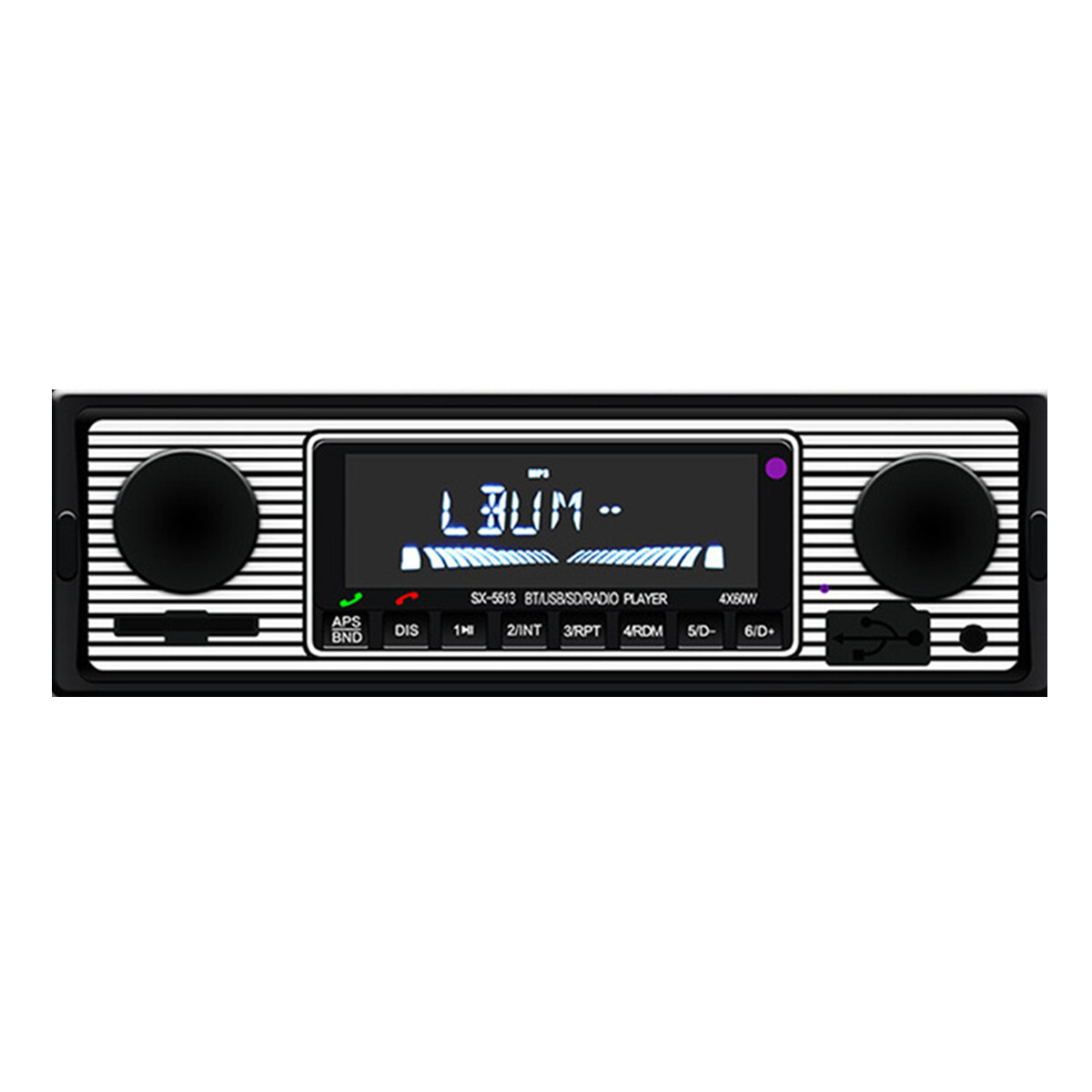 Vintage Single DIN Car Stereo with Bluetooth MP3 Player FM AUX SD Remote
