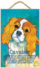 Cavalier King Charles Spaniel Traits  Characteristics Sign 7.5 x 10 Brown