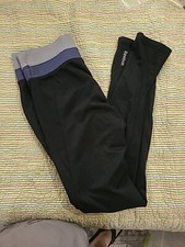 Reebok Womens Elastic Waist Pull-On Workout Track Pants Black Sz Small