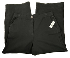 NY C Black Wide Leg Dress Pants Button Detail Size 12 NWT
