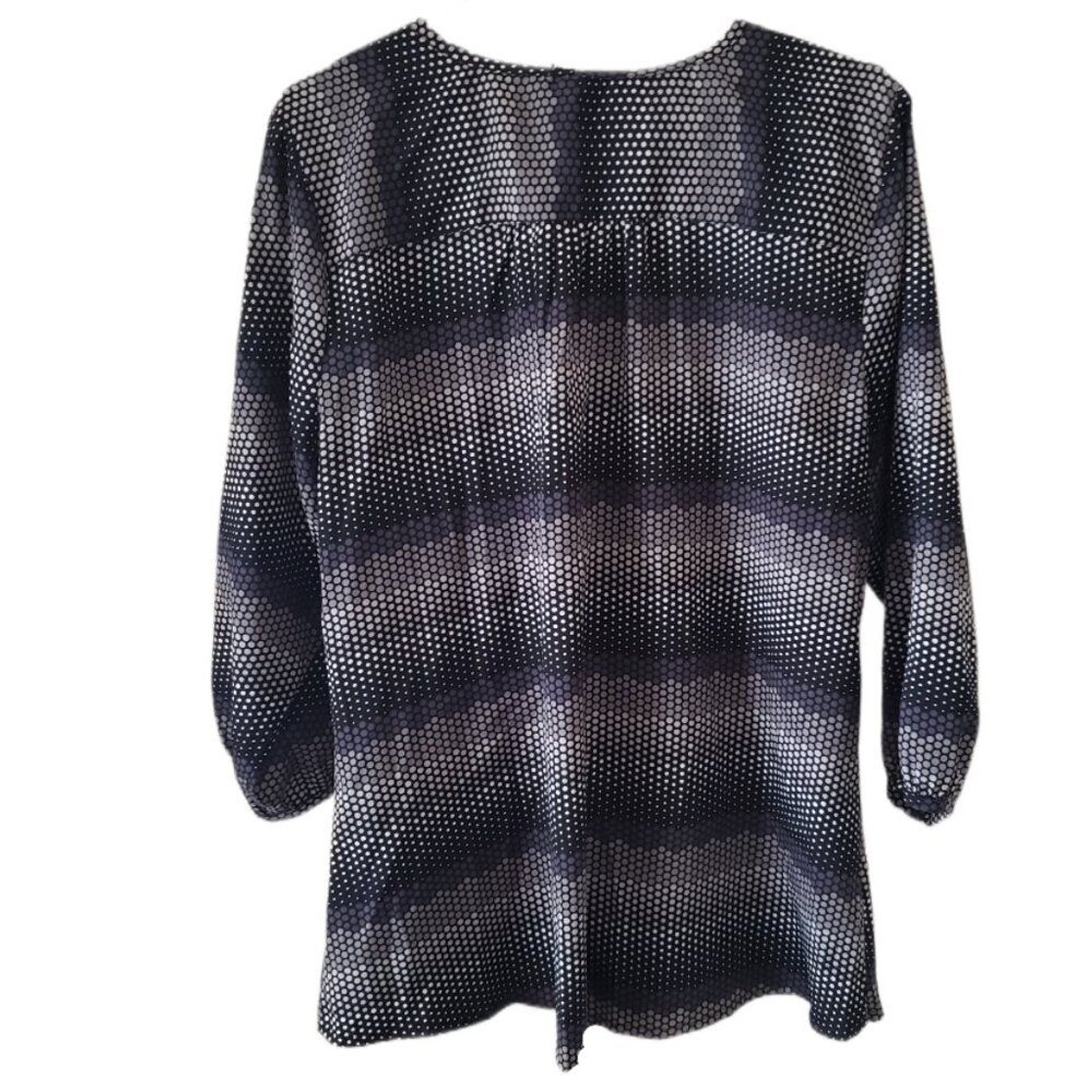 DownEast Patterned Button Down Ruffle Front Blouse - image 3