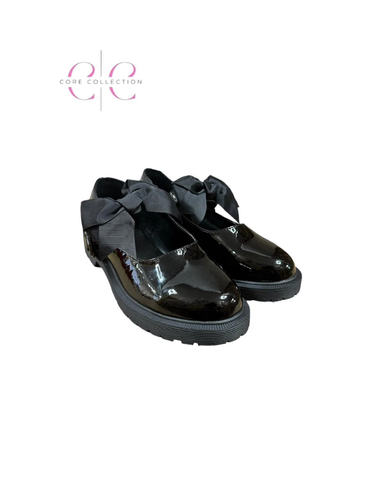 ADULTS/KIDS GIRLS SCHOOL BOW SHOES FLAT SOLE WITH ADJUSTABLE STRAP SIZE UK SIZE