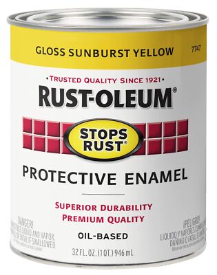 	Rust-Oleum Stops Rust Brush On Paint Quart Gloss Sunburst Yellow	