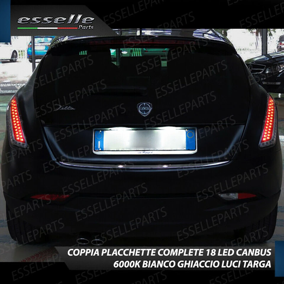 PLACCHETTE LED LUCI TARGA 18 LED LANCIA DELTA 6000K BIANCO NO ERROR CANBUS - Immagine 3 di 3